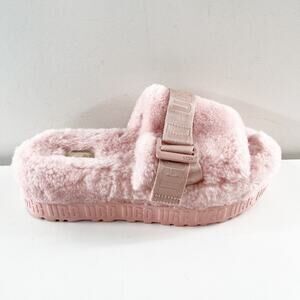 UGG Fluffita Platform Slide Sherpa Slipper Sandals Pink 7